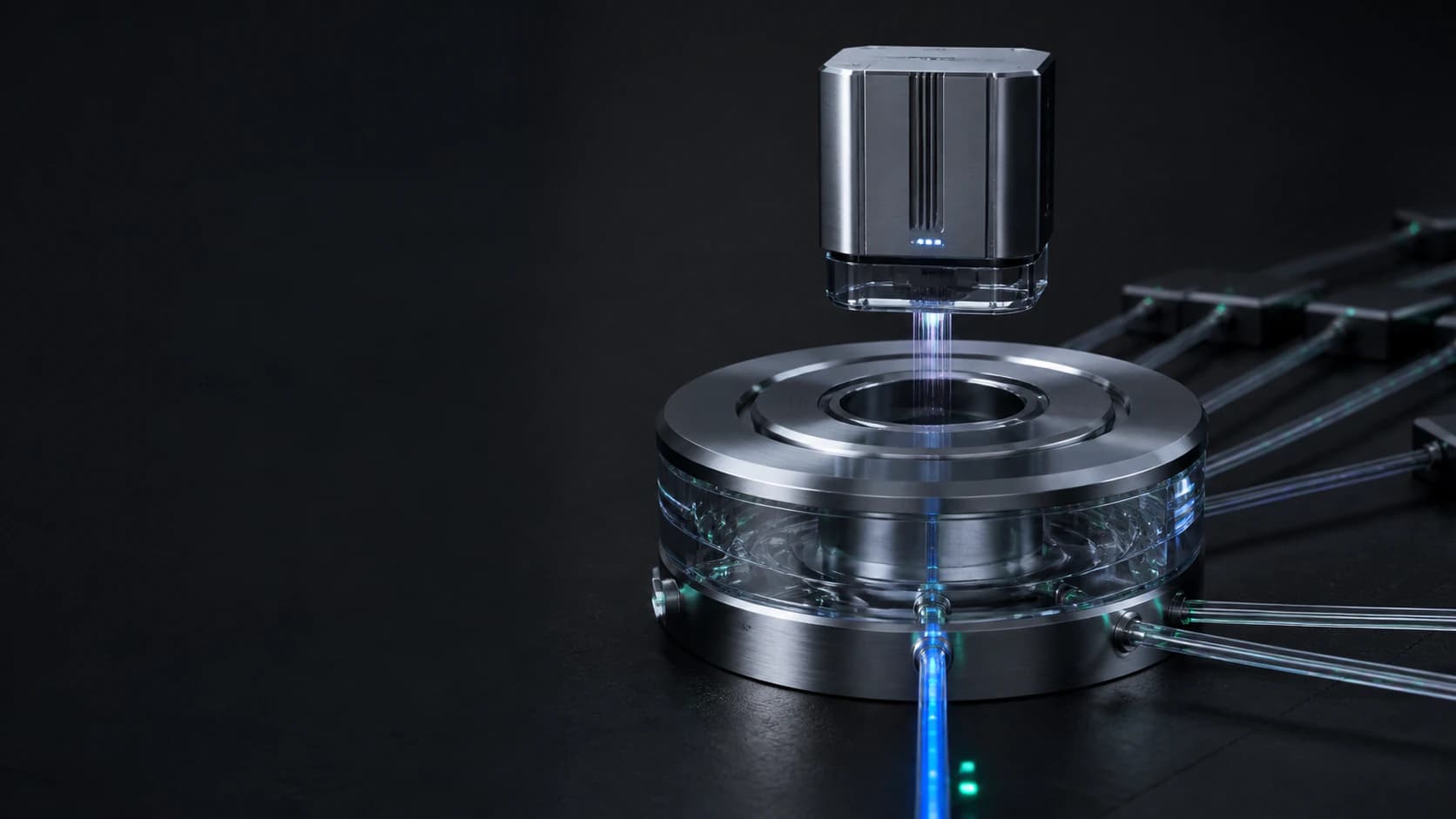 An AI agent module docking with the iSEOup control hub as multiple evidence streams converge into one verified output